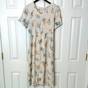 Vintage DJI Knit Dress Floral Midi Cottagecore Grandmacore Y2K Casual Retro